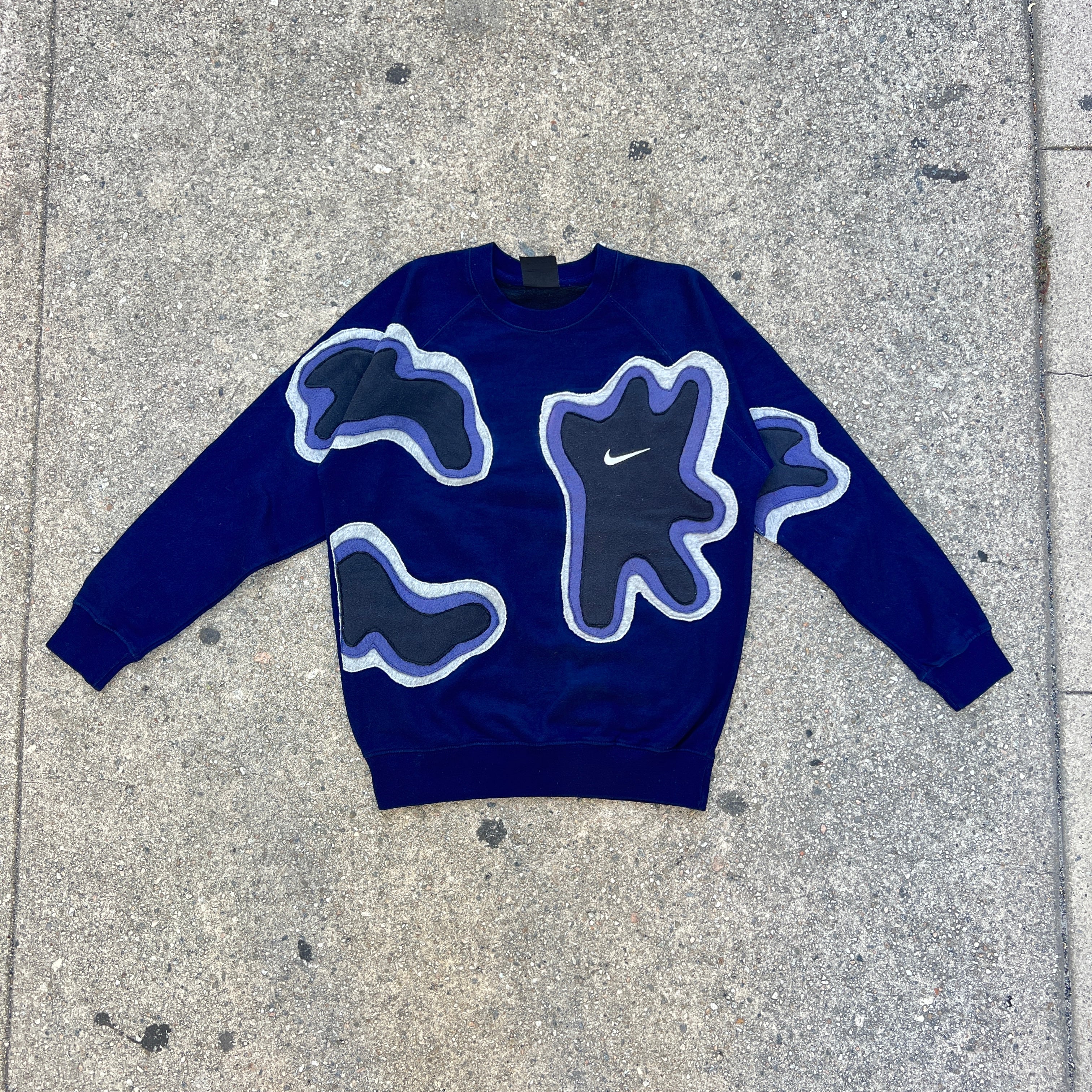 Custom Nike Crewneck with Abstract Pattern 323 Thrift